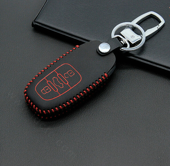 Cheap Genuine Leather Key Ring Auto Key Bags Smart for Audi A7 - Red